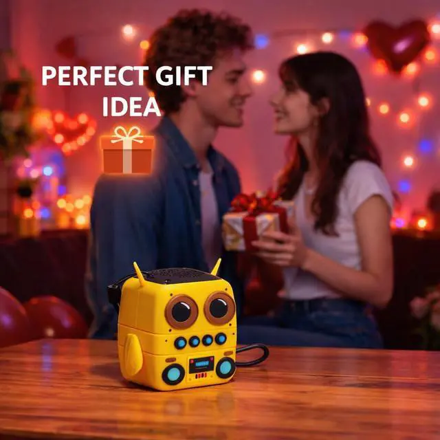 Alt view image 2 of 7 - Robot Shape Bluetooth Speaker with Retro Radio Features, TF Card Playback and TWS Pairing, Portable Compact Wireless Audio Companion and Unique Kids Gift Idea