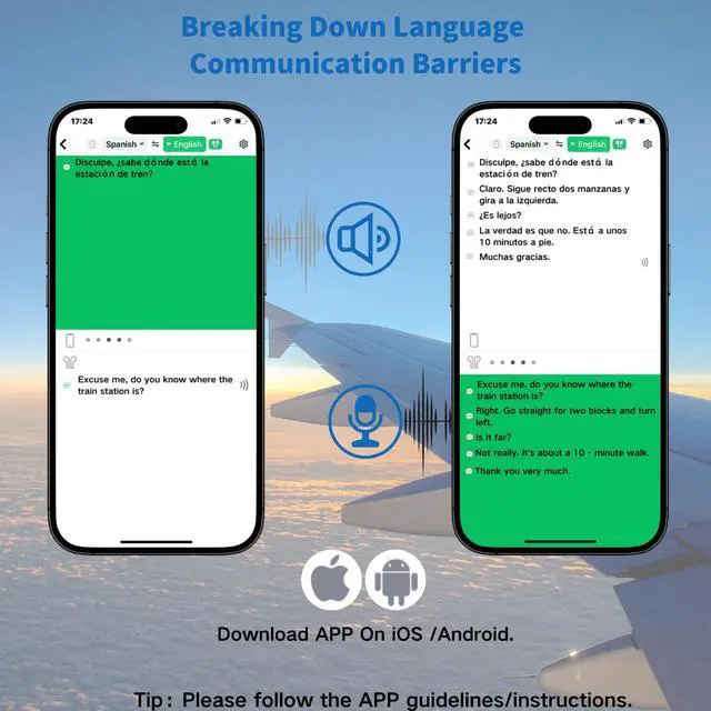 Alt view image 7 of 7 - Real Time Language AI Translator Earbuds, Seamless 144 Language Translation with App Support for iOS and Android, Bluetooth 5.3 Connectivity - Audio Translator (Black)