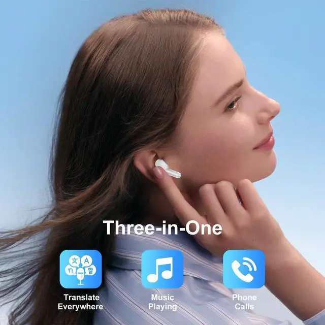 Alt view image 4 of 7 - AI Language Translation Earbuds Translator in Real Time 0.5S,Two-Way Bluetooth Translator Device with APP for 144+ Languages Translation Packs,Spanish English Translation Headphone,M10 White