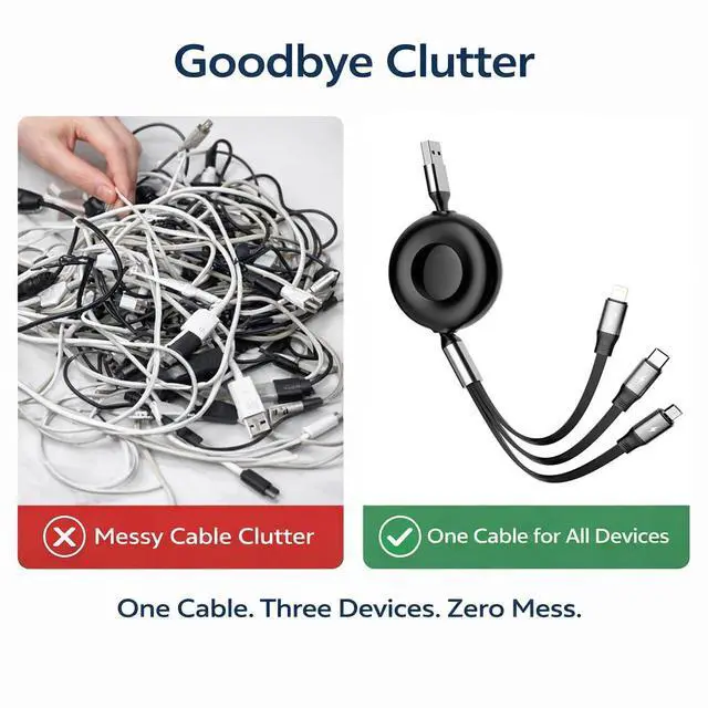 Alt view image 5 of 7 - Multi USB C Charging Cable 3 in 1 Fast Charger Cord 3A Retractable Cable Coiled 100W 3.3ft Multi Charger USB with Type C/L/Micro USB Ports for Cellphones,Android,iOS,Tablets,Laptop,All Devices