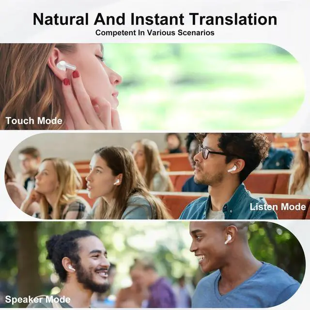 Alt view image 5 of 7 - AI Language Translation Earbuds Translator in Real Time 0.5S,Two-Way Bluetooth Translator Device with APP for 144+ Languages Translation Packs,Spanish English Translation Headphone,M10 White