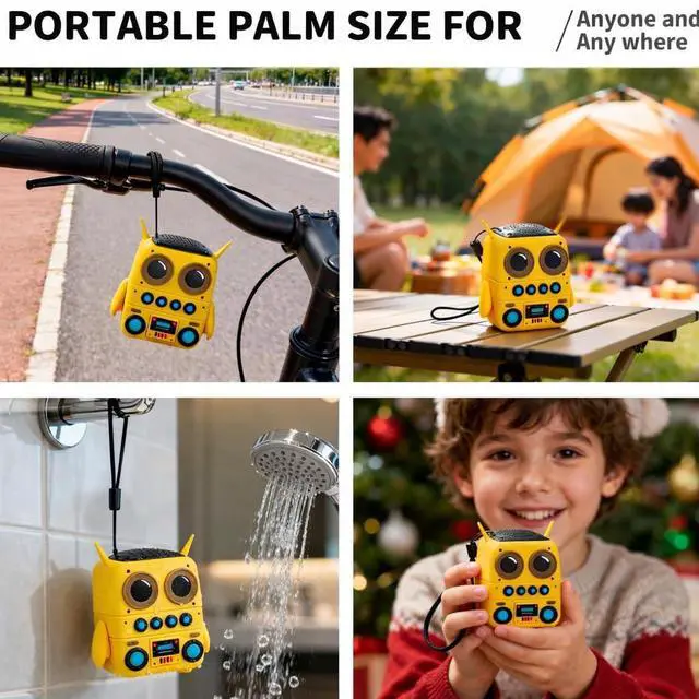 Alt view image 3 of 7 - Robot Shape Bluetooth Speaker with Retro Radio Features, TF Card Playback and TWS Pairing, Portable Compact Wireless Audio Companion and Unique Kids Gift Idea