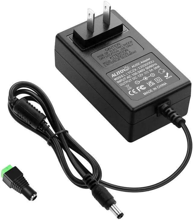 Main image of 12V DC Power Supply 3A 36W Universal AC Adapter 100-240V 50-60hz to 12 Volt Power Adapter Cord 3Amp 2.5A 2A 5.5mm x 2.5mm 2.1mm for LED Strip Light CCTV Security Camera PC Monitor and More