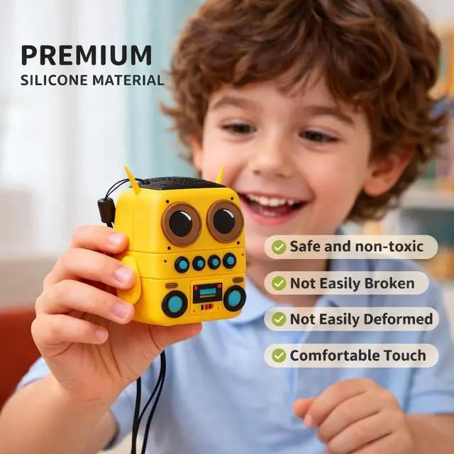 Alt view image 5 of 7 - Robot Shape Bluetooth Speaker with Retro Radio Features, TF Card Playback and TWS Pairing, Portable Compact Wireless Audio Companion and Unique Kids Gift Idea
