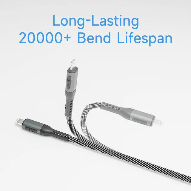 Alt view image 5 of 6 - 2 in 1 USB C to USB C and Lightning Cable 100W Max 4FT 1Pack,Multi Cable Simultaneous Fast Charging Compatible with MacBook Air/Pro/iPad/iPhone 17/16/15/14/13/12,Galaxy S26/S25/24/Pixel 10 and More