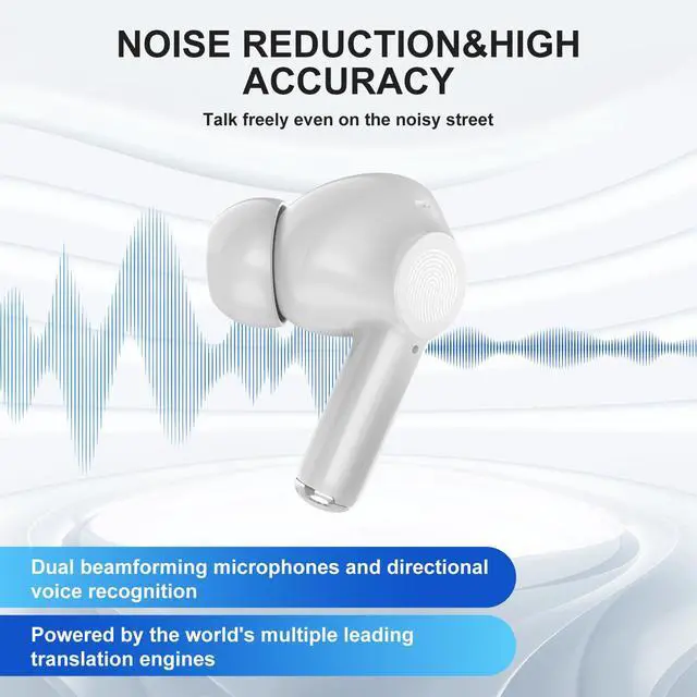 Alt view image 7 of 7 - AI Language Translation Earbuds Translator in Real Time 0.5S,Two-Way Bluetooth Translator Device with APP for 144+ Languages Translation Packs,Spanish English Translation Headphone,M10 White