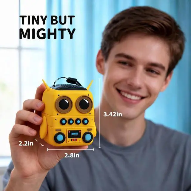 Alt view image 7 of 7 - Robot Shape Bluetooth Speaker with Retro Radio Features, TF Card Playback and TWS Pairing, Portable Compact Wireless Audio Companion and Unique Kids Gift Idea