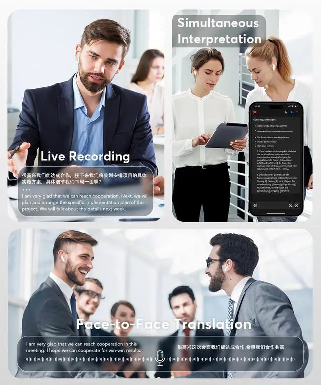 Alt view image 4 of 7 - AI Translation Earbuds 198 Language Translator Earbuds Wireless Earbuds 2026 Sport Bluetooth Headphones Stereo Earphones with ENC Mic Wireless Earphones in Ear Earbuds with Dual LED DisplayWhite