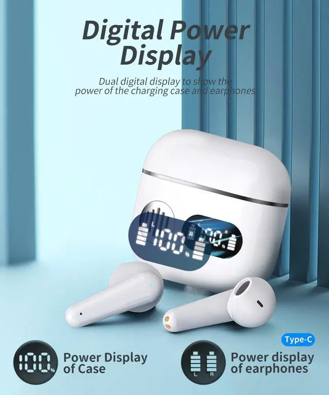 Alt view image 7 of 7 - AI Translation Earbuds 198 Language Translator Earbuds Wireless Earbuds 2026 Sport Bluetooth Headphones Stereo Earphones with ENC Mic Wireless Earphones in Ear Earbuds with Dual LED DisplayWhite