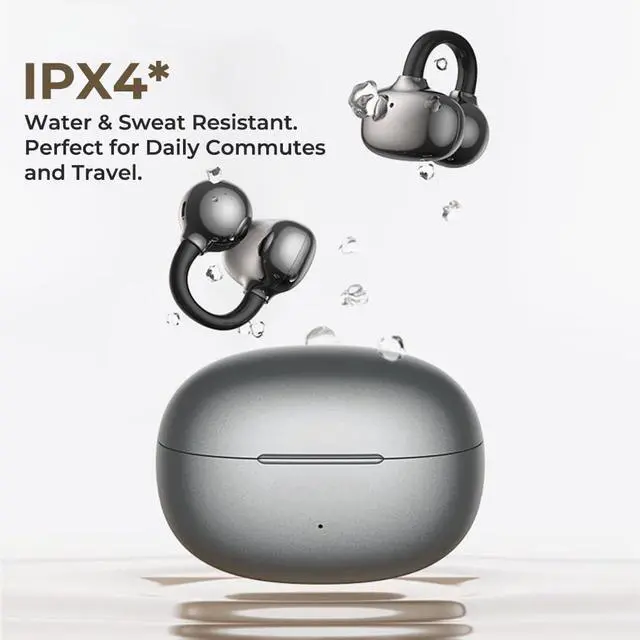 Alt view image 6 of 7 - NE55 AI Translation Earbuds Real-Time, 135+ Languages Translator, Open Ear Wireless Bluetooth 6.0 Clip on Earbuds, Waterproof Open Ear Headphones with 52H Playtime, for Travel Work Meeting (Purple)