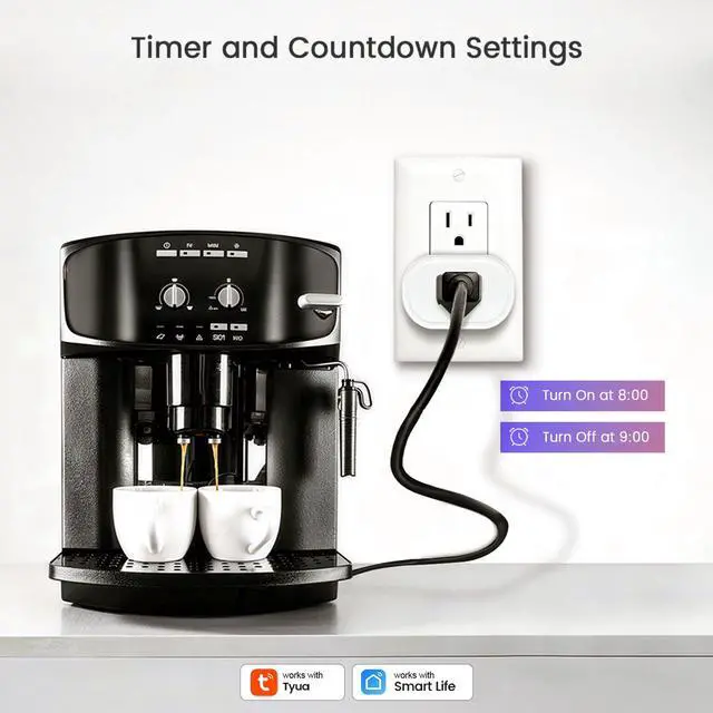 Alt view image 4 of 7 - Smart Home Plug, 2.4GHz WiFi Smart Socket, Works with Alexa & Google Assistant, 10A Mini Smart Outlet, APP Timer, Countdown & Group Control, No Hub Needed, ETL FCC RoHS Certified, White,2 Pack