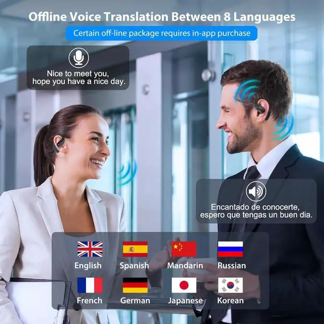 Alt view image 7 of 7 - AI Language Translator Earbuds, Translation Earbuds Real Time, 3-in-1 Earbud Translator 144 Languages & Accents, Translation Headphones Fit iOS & Android for Travel Business Learning (A60 Black)