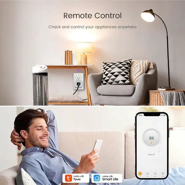 Alt view image 6 of 7 - Smart Home Plug, 2.4GHz WiFi Smart Socket, Works with Alexa & Google Assistant, 10A Mini Smart Outlet, APP Timer, Countdown & Group Control, No Hub Needed, ETL FCC RoHS Certified, White,2 Pack