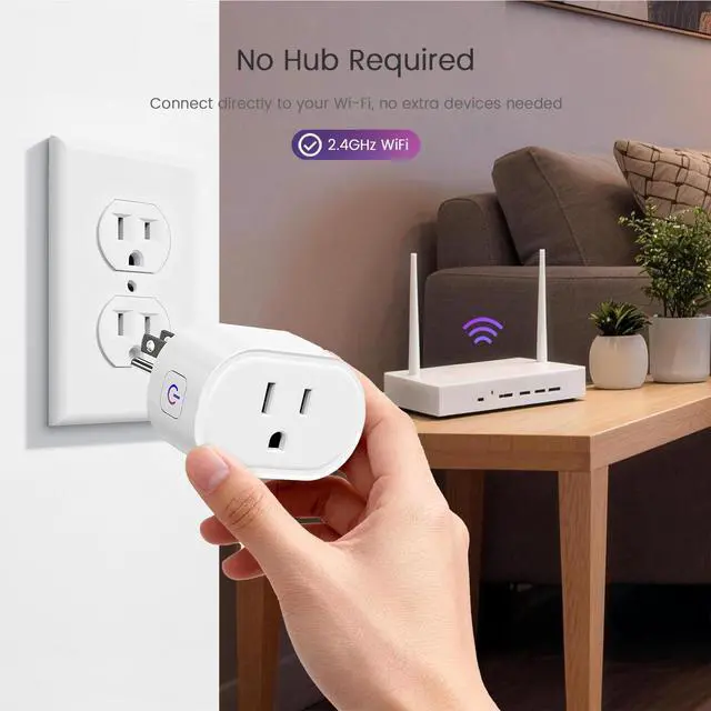 Alt view image 3 of 7 - Smart Home Plug, 2.4GHz WiFi Smart Socket, Works with Alexa & Google Assistant, 10A Mini Smart Outlet, APP Timer, Countdown & Group Control, No Hub Needed, ETL FCC RoHS Certified, White,2 Pack