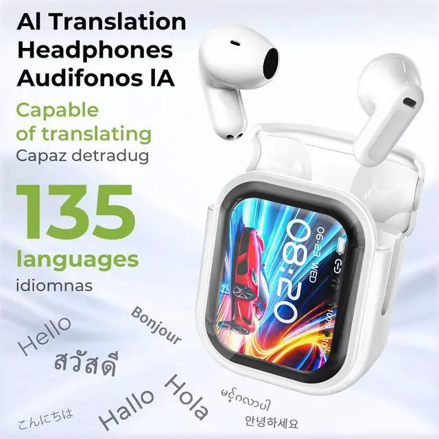 Alt view image 3 of 7 - NE20 AI Translation Earbuds Real Time 135 Languages Translator Ear Buds Audifonos Traductores Inglés Español Wireless Earphones Bluetooth 6.0 Headphones for Travel Business Meeting Learning