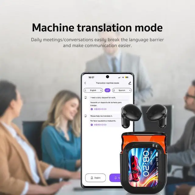 Alt view image 6 of 7 - NE20 AI Translation Earbuds Real Time 135 Languages Translator Ear Buds Audifonos Traductores Inglés Español Wireless Earphones Bluetooth 6.0 Headphones for Travel Business Meeting Learning