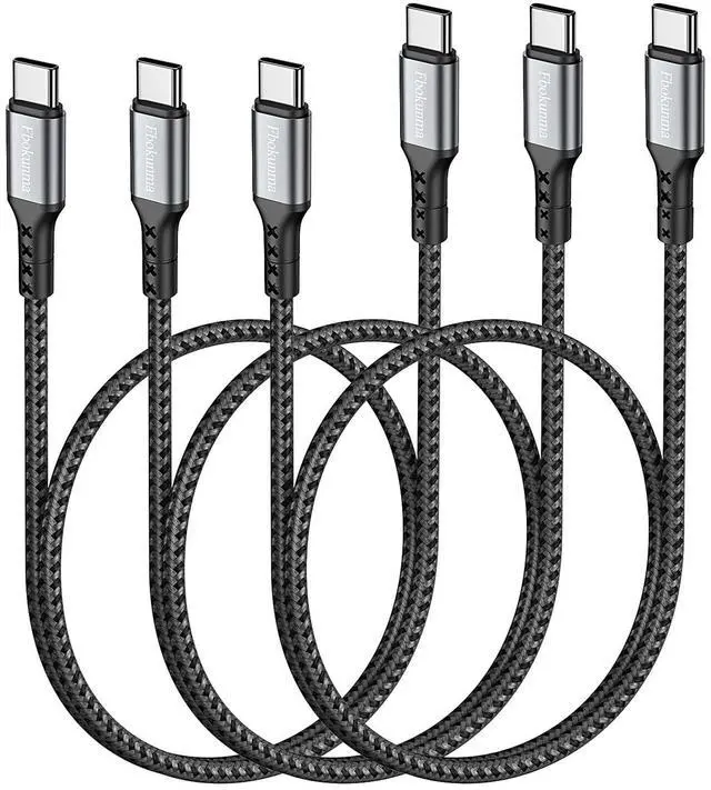 Main image of 20inch Short USB C to USB C Cable, 3-Pack 1.6FT 65W Charger Cable PD Fast Charging Type C to Type C Cord Braided for Samsung Galaxy S23 S22 S21, Note 20/10 Ultra, iPad Pro, Power Bank