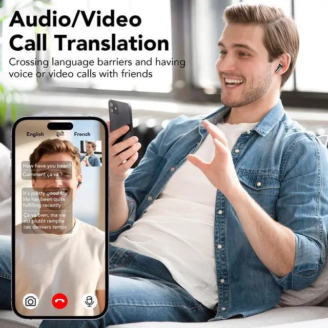 Alt view image 7 of 7 - AI Translation Earbuds Real Time, 134 Languages Translator Earbuds, 6 Translation Modes, 40H Audifonos Traductores, No Subscription Translation Headphones for Travel/Business/Learning