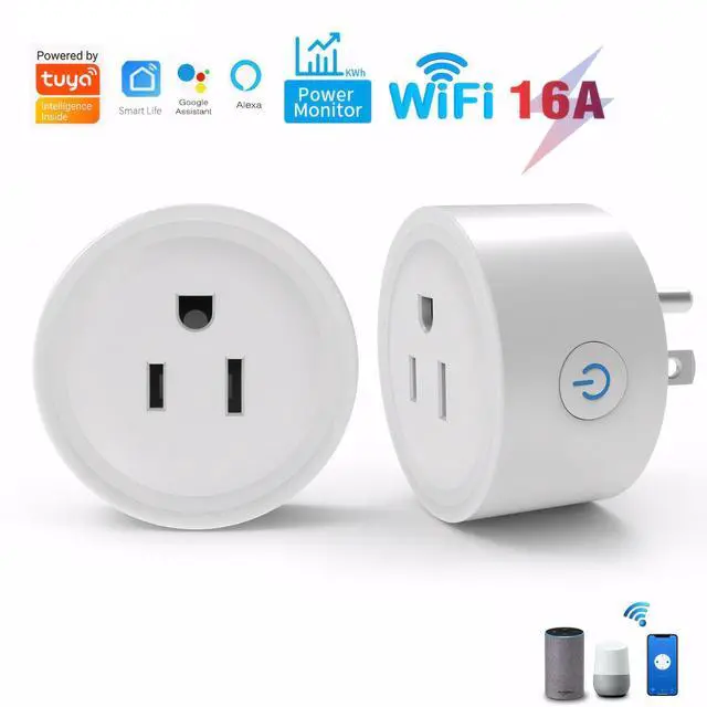 Alt view image 2 of 6 - 2 Pack Smart Plug 16A Smart Outlet WiFi Socket with Tuya App Remote Control Compatible with Alexa Google Home 16A Smart Life Plug with Timer Function 2.4GHz WiFi Only
