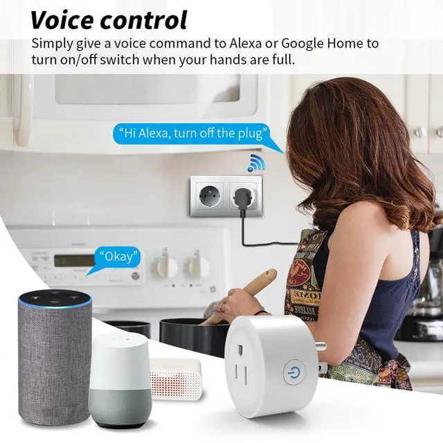 Alt view image 4 of 6 - 2 Pack Smart Plug 16A Smart Outlet WiFi Socket with Tuya App Remote Control Compatible with Alexa Google Home 16A Smart Life Plug with Timer Function 2.4GHz WiFi Only