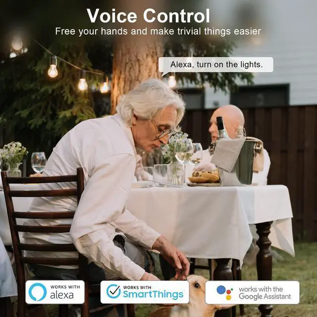 Alt view image 3 of 7 - WiFi Outdoor Smart Plug, Smart Plugs That Work with Google Home for Voice Control, Wireless Remote APP Control Smart Outlet Timer with 2 Grounded, No Hub Required, ETL FCC Certified