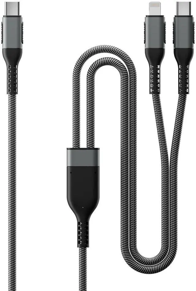 Main image of 2 in 1 USB C to USB C and Lightning Cable 100W Max 4FT 1Pack,Multi Cable Simultaneous Fast Charging Compatible with MacBook Air/Pro/iPad/iPhone 17/16/15/14/13/12,Galaxy S26/S25/24/Pixel 10 and More