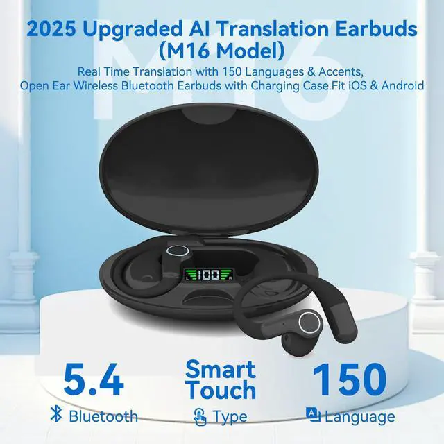 Alt view image 2 of 6 - AI Language Translation Earbuds Real Time, OWS 3-in-1 Translator Earbuds Device 150 Languages & Accents, Audifonos Traductores Inglés Español,Bluetooth 5.4,Open Ear Headphone fit iOS & Android-Black