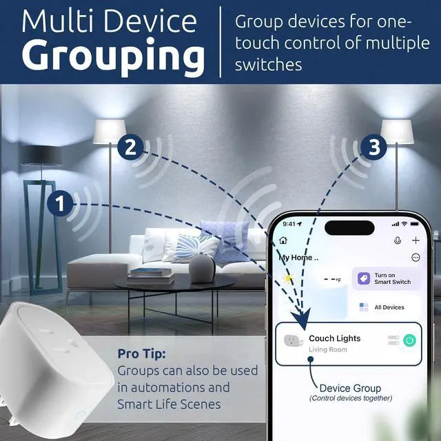 Alt view image 5 of 7 - Smart Plug | Compatible with Alexa, Google Home Assistant, iPhone, Siri, Android, Power Tracking 15A 1800W, No Hub Required Energy Monitoring Outlet (Non-Energy Monitoring, 1)