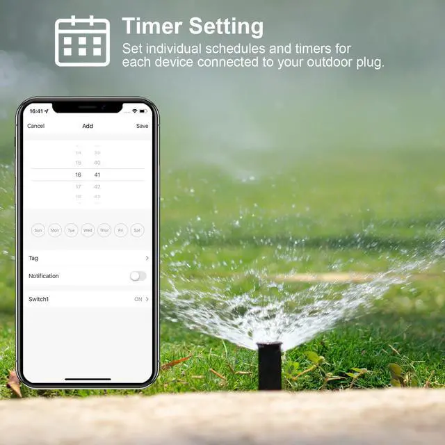 Alt view image 5 of 7 - WiFi Outdoor Smart Plug, Smart Plugs That Work with Google Home for Voice Control, Wireless Remote APP Control Smart Outlet Timer with 2 Grounded, No Hub Required, ETL FCC Certified