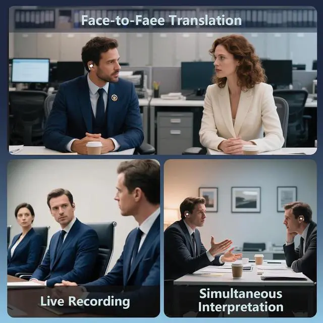 Alt view image 4 of 6 - AI Translation Earbuds Real Time 164 Languages 80H Playtime Translator Ear Buds Audifonos Traductores Inglés Español Wireless Earphones Bluetooth Headphones for Travel Business Meeting Learning Black