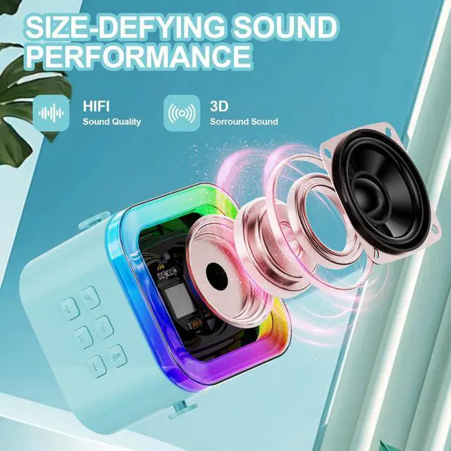 Alt view image 3 of 7 - Kids Karaoke Machine Toy for Ages 3-12, Rechargeable Portable Bluetooth Speaker with 2 Wireless Mics, LED Lights Voice Changer, Christmas Birthday Gift for Boys Girls Grandkids (Blue - 2)