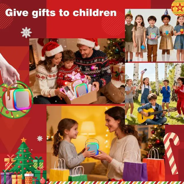 Alt view image 5 of 7 - Kids Karaoke Machine Toy for Ages 3-12, Rechargeable Portable Bluetooth Speaker with 2 Wireless Mics, LED Lights Voice Changer, Christmas Birthday Gift for Boys Girls Grandkids (Blue - 2)