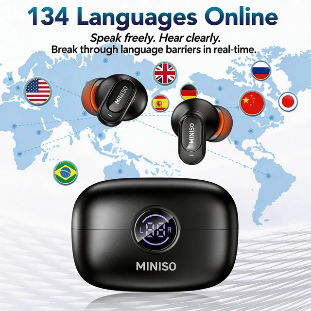 Alt view image 2 of 7 - MS105 Translation Earbuds Real Time, 2026 New AI 165 Language Translator Earbuds, Audifonos Traductores Inglés Español, Translate Ear Buds for Travel Learning