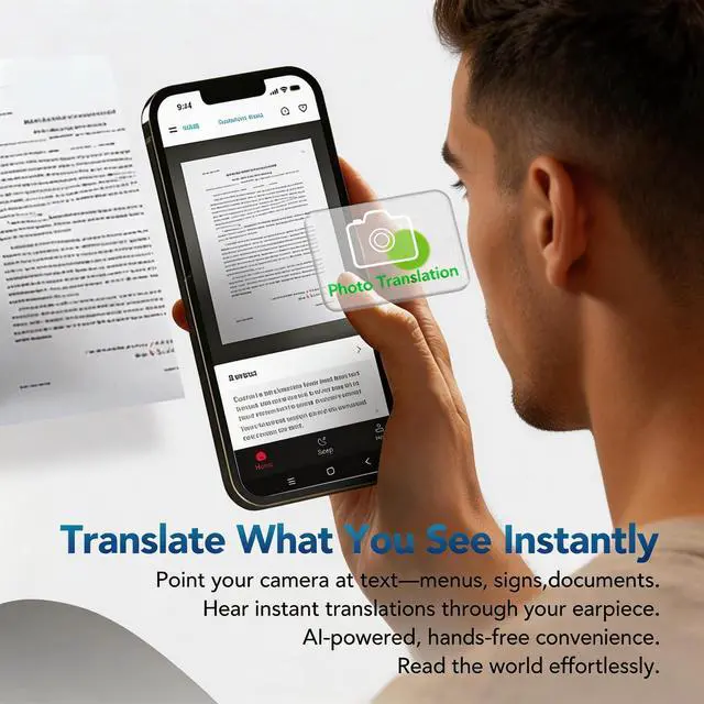 Alt view image 7 of 7 - AI Translation Earbuds Real Time, 165 Language Translator Earbuds, Audifonos Traductores Inglés Español, Bluetooth 6.0 Translator Headphones for Business Travel Language Learning, Green