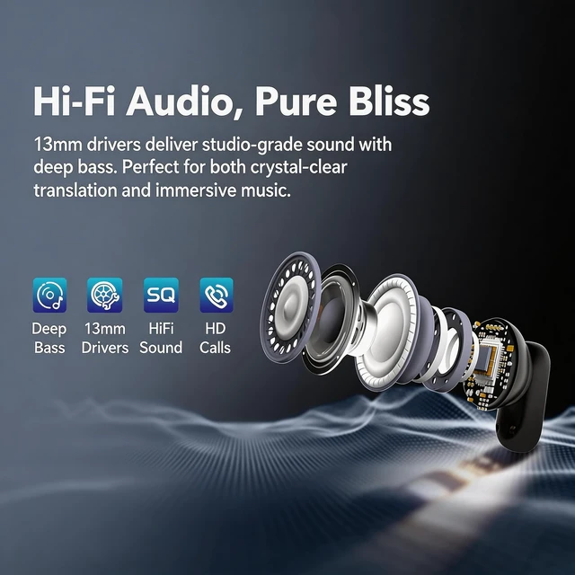 Alt view image 4 of 7 - MS105 Translation Earbuds Real Time, 2026 New AI 165 Language Translator Earbuds, Audifonos Traductores Inglés Español, Translate Ear Buds for Travel Learning
