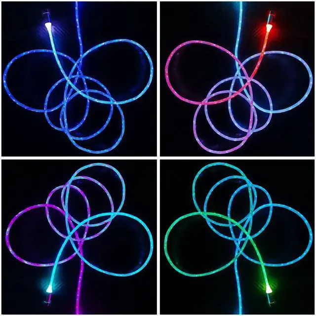 Alt view image 6 of 7 - 6.6ft/2m Type C Cable Nylon Braid Led Light Up Charger Cord 66W 5A QC3.0 Visible RGB Color Changing USB A to USB C Fast Charger Data Sync Cord for Samsung Galaxy S21/S20 S10/S9/Note 20/10/9/8