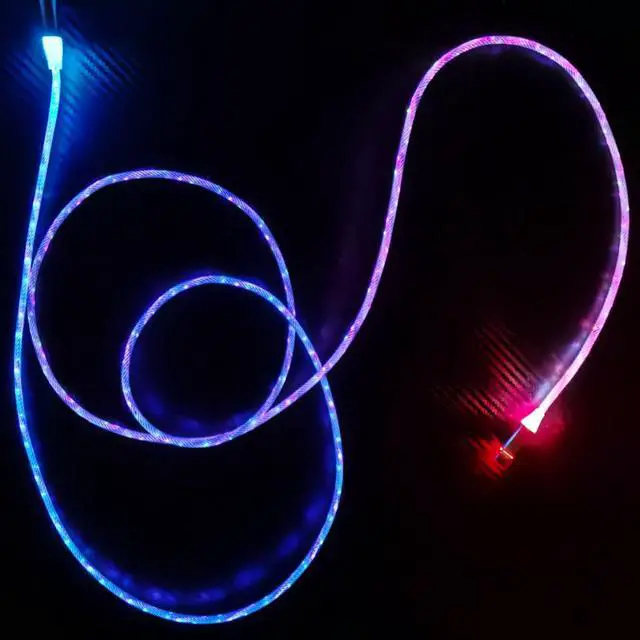 Alt view image 7 of 7 - 6.6ft/2m Type C Cable Nylon Braid Led Light Up Charger Cord 66W 5A QC3.0 Visible RGB Color Changing USB A to USB C Fast Charger Data Sync Cord for Samsung Galaxy S21/S20 S10/S9/Note 20/10/9/8