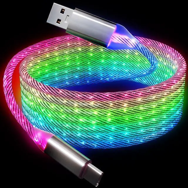 Main image of 6.6ft/2m Type C Cable Nylon Braid Led Light Up Charger Cord 66W 5A QC3.0 Visible RGB Color Changing USB A to USB C Fast Charger Data Sync Cord for Samsung Galaxy S21/S20 S10/S9/Note 20/10/9/8