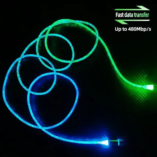 Alt view image 5 of 7 - 6.6ft/2m Type C Cable Nylon Braid Led Light Up Charger Cord 66W 5A QC3.0 Visible RGB Color Changing USB A to USB C Fast Charger Data Sync Cord for Samsung Galaxy S21/S20 S10/S9/Note 20/10/9/8