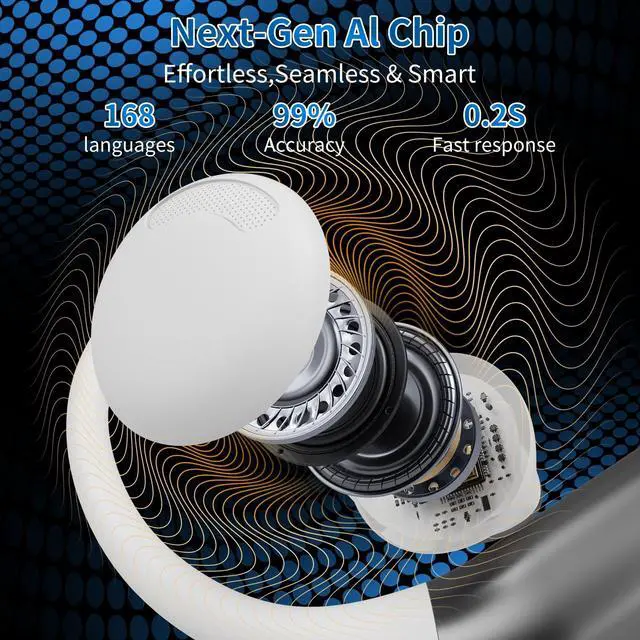 Alt view image 4 of 7 - AI Translation Earbuds Real Time, 144 Languages Translator Earbuds, Bluetooth Open-Ear Translating Earbuds with 30H Playtime, Instant Voice Translator Device for Travel, Business, Learning, White
