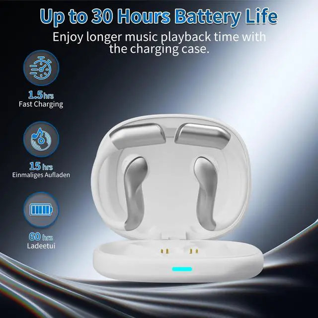 Alt view image 5 of 7 - AI Translation Earbuds Real Time, 144 Languages Translator Earbuds, Bluetooth Open-Ear Translating Earbuds with 30H Playtime, Instant Voice Translator Device for Travel, Business, Learning, White