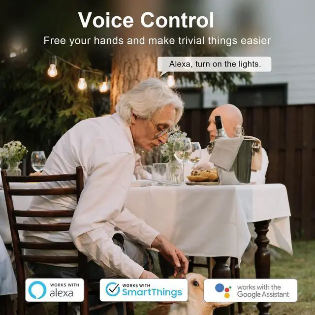 Alt view image 2 of 7 - WiFi Outdoor Smart Plug, Smart Plugs That Work with Google Home for Voice Control, Wireless Remote APP Control Smart Outlet Timer with 2 Grounded, No Hub Required