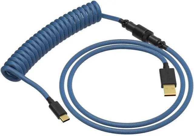 Alt view image 7 of 7 - Ranked Coiled Keyboard Cable | Handcrafted Double-Sleeved Braided Cable | USB Type C to A | 5-Pin Aviator Connector for Custom Mechanical Gaming Keyboard | Support Fast Charge 20W (Skydiver)