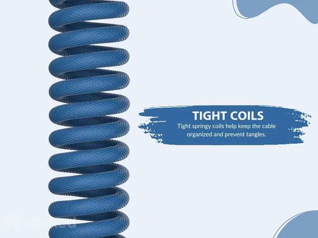 Alt view image 5 of 7 - Ranked Coiled Keyboard Cable | Handcrafted Double-Sleeved Braided Cable | USB Type C to A | 5-Pin Aviator Connector for Custom Mechanical Gaming Keyboard | Support Fast Charge 20W (Skydiver)