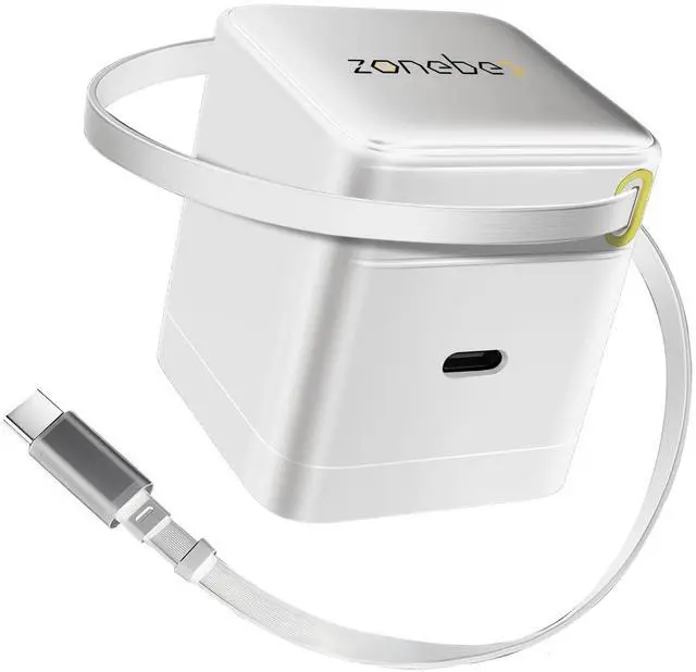 Main image of 65W GaN Ultra-Fast Charger with Retractable Cable, Dual USB-C Ports, Foldable Plug for MacBook Air/Pro, iPad, iPhone, Samsung Galaxy, HP/Dell/Lenovo, Chromebook