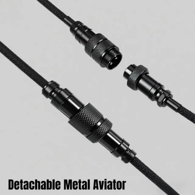Alt view image 5 of 6 - Custom Coiled Keyboard Cable USB-C: Detachable Aviator Connector, Double-Sleeved Mechanical Keyboard Cord for Gamers & ProfessionalsBraided Nylon Wire 1.5M USB-C to USB-A Cable