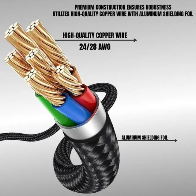 Alt view image 6 of 6 - Custom Coiled Keyboard Cable USB-C: Detachable Aviator Connector, Double-Sleeved Mechanical Keyboard Cord for Gamers & ProfessionalsBraided Nylon Wire 1.5M USB-C to USB-A Cable