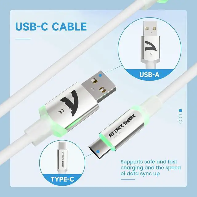 Alt view image 4 of 7 - C01 ULTRA Coiled USB C Cable Double Sleeved with RGB Light Plug,Detachable Metal Aviator,Type-C to USB-A Mechanical Gaming Keyboard Cable for Win Mac PS4 Xbox Switch Printer Tablet(White)