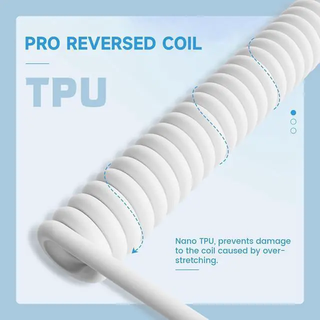 Alt view image 3 of 7 - C01 ULTRA Coiled USB C Cable Double Sleeved with RGB Light Plug,Detachable Metal Aviator,Type-C to USB-A Mechanical Gaming Keyboard Cable for Win Mac PS4 Xbox Switch Printer Tablet(White)