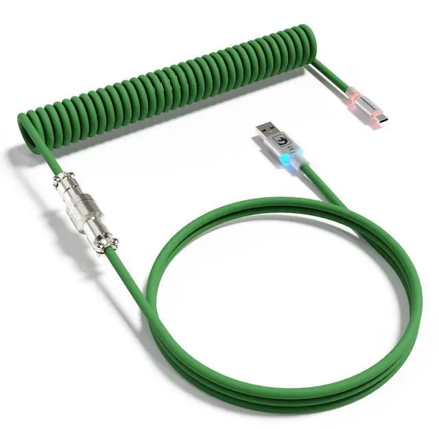 Main image of C01 Ultra RGB Coiled Keyboard Cable,Pro Custom USB-C Aviator Cable for Gaming Keyboards,Stable Dual-Sleeved Design,2m Type-C to USB-A Hyper-Speed,Detachable Metal Aviator for PC Gamer,Green